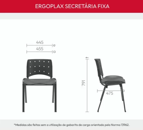 Cadeira fixa Empilhável Ergoplax | Estrutura preta - Assento polipropileno